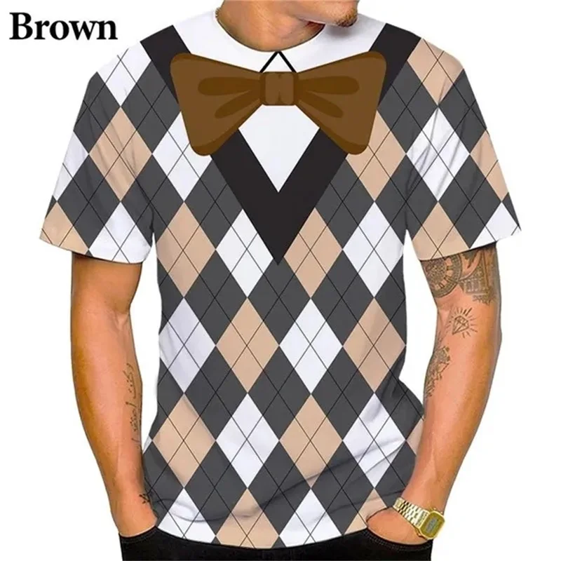 New Men\'s Fashion Funny Fake Suit T-shirt 3D Printed Tuxedo Bow Tie Graphic T-shirt Casual Short Sleeve Tee Top For Men