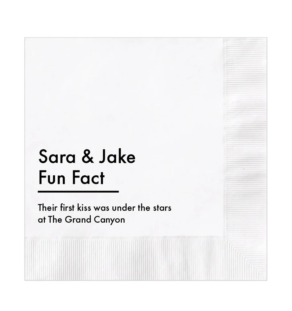 Personalized Fun Fact Trivia Napkins for Weddings or any occasion - Perfect for the cocktail hour at your event!