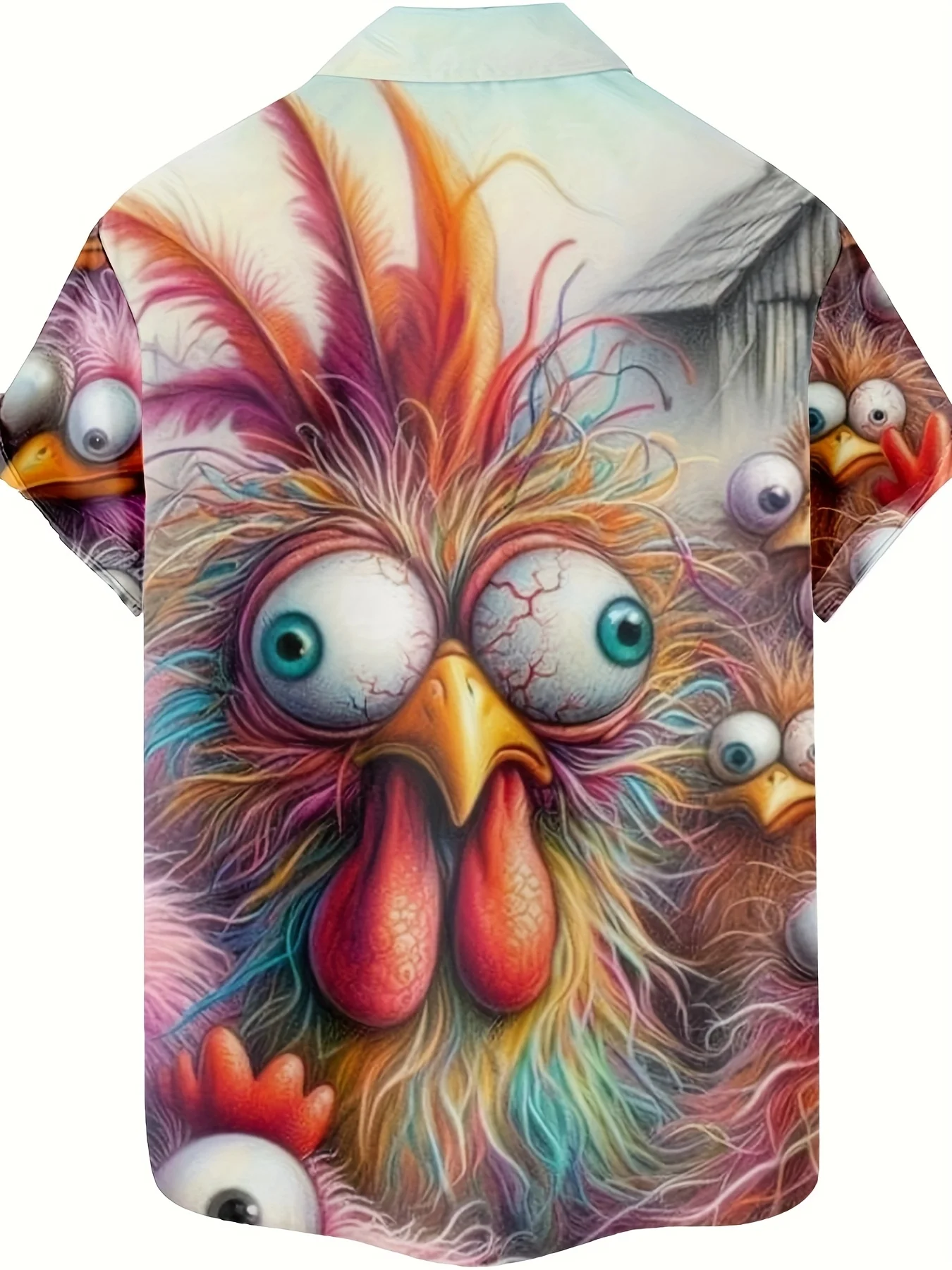 Men Shirts Funny Animal Rooster Pattern 3D Print Men's Fashion Casual Shirt  Hip Hop Rock Street Style Hawaiian Tops view 2