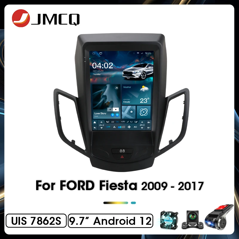 JMCQ Android 12 2Din Car Radio For Ford Fiesta MK7 2009 - 2017  Multimedia Player Navigation Carplay Stereo Head Unit 9.7