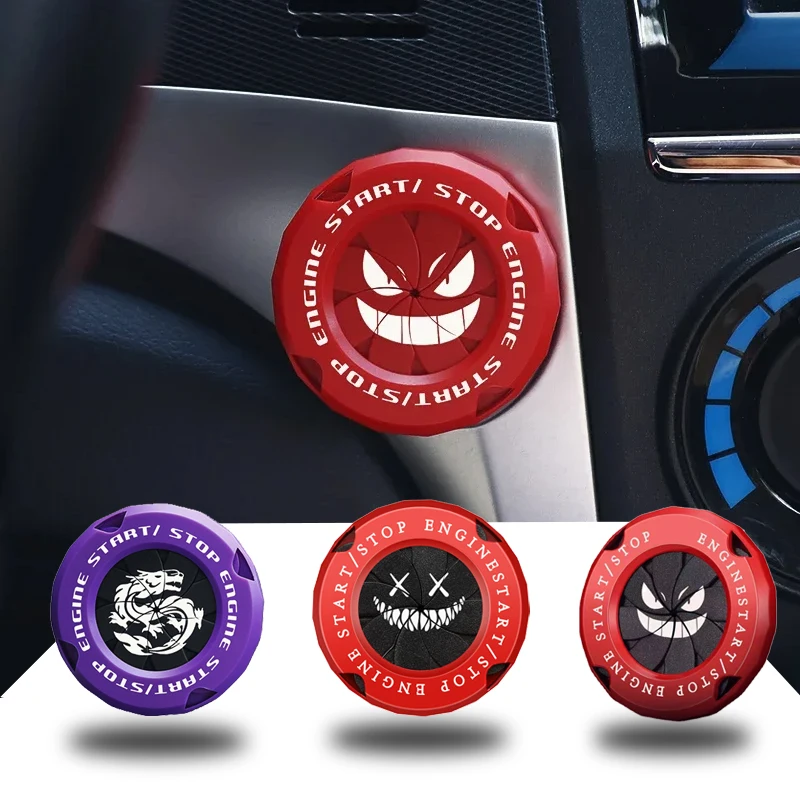 Car Onekey Start Stop Button Cover Car Interior Decor Sticker Engine Ignition Start Switch Protective Cover Motorcycle StartRing