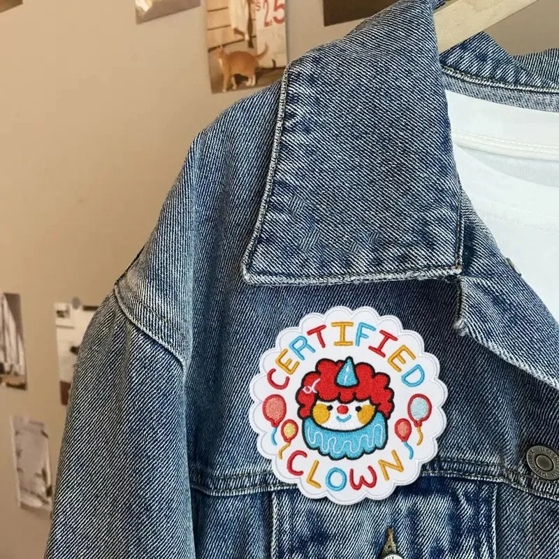 1PC Certified Clown Cartoon Embroidered Patch Iron On Sew On Patches For Clothing Cap Bag Jacket DIY Gift Hot Adhesive Badge