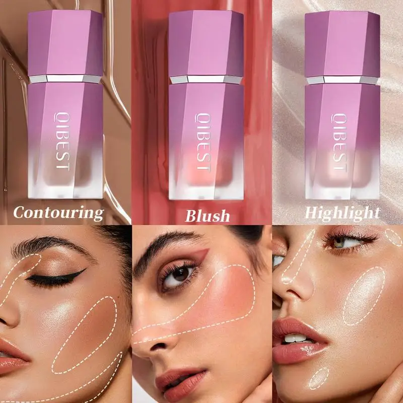 Waterdichte Gezichtsrouge Wang Rouge Gezicht Stok Zijdeachtig Fleuren Huid Multi-gebruik Natuurlijke Wang Tint Blusher Shimmer Blusher