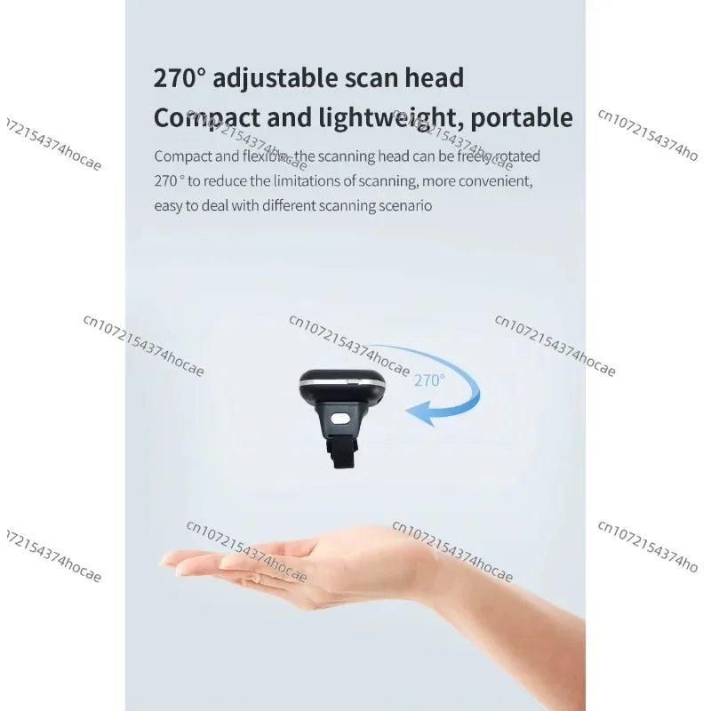 

Mini Ring Barcode Scanner High Speed Wireless Bluetooth Portable for Warehouses Supermarkets Libraries