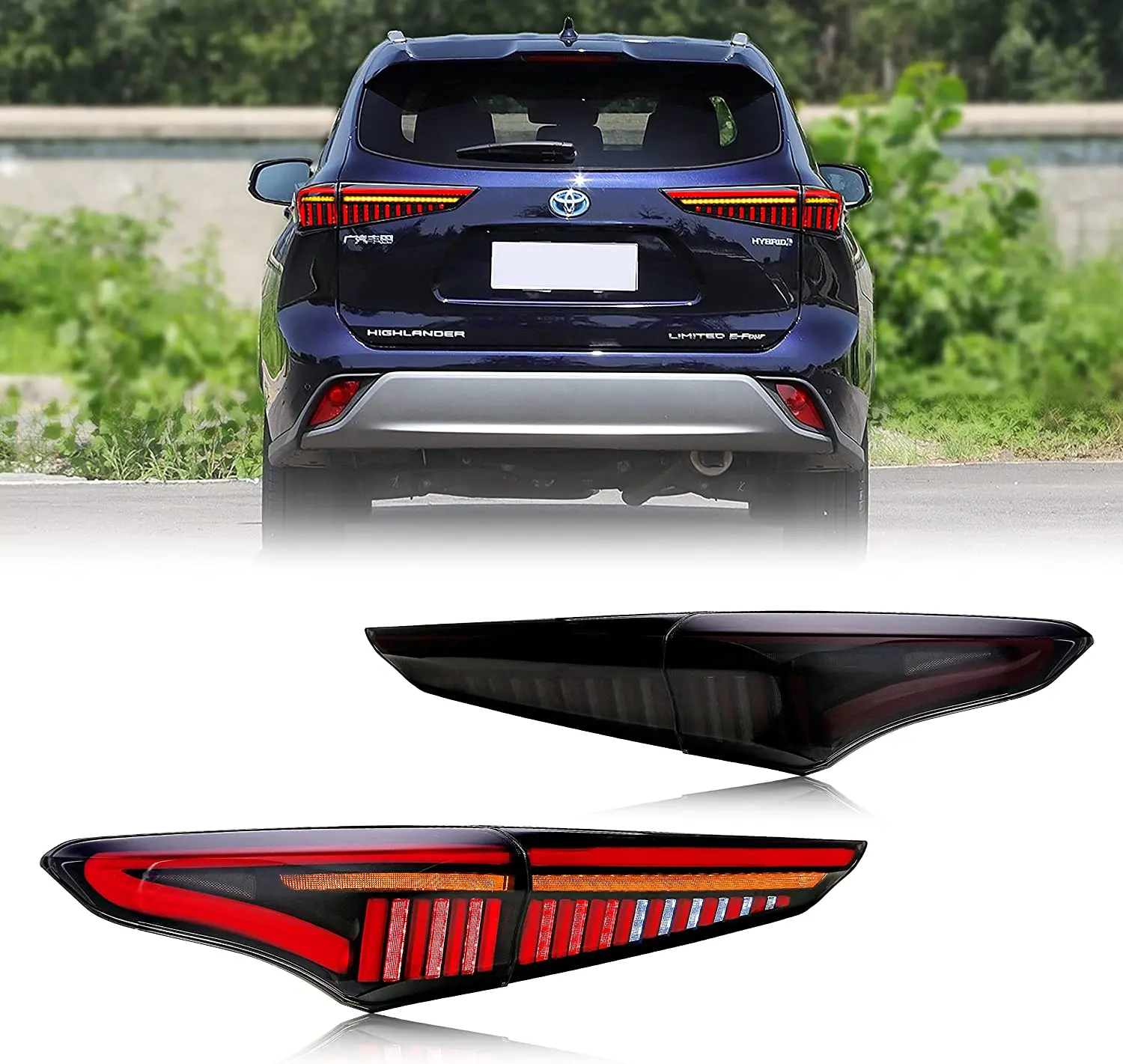 LED Tail Lights For Toyota Highlander 2020 2021 2022 2023 XSE XLE Sequential Indicator Start Up Animation Rear Lamps