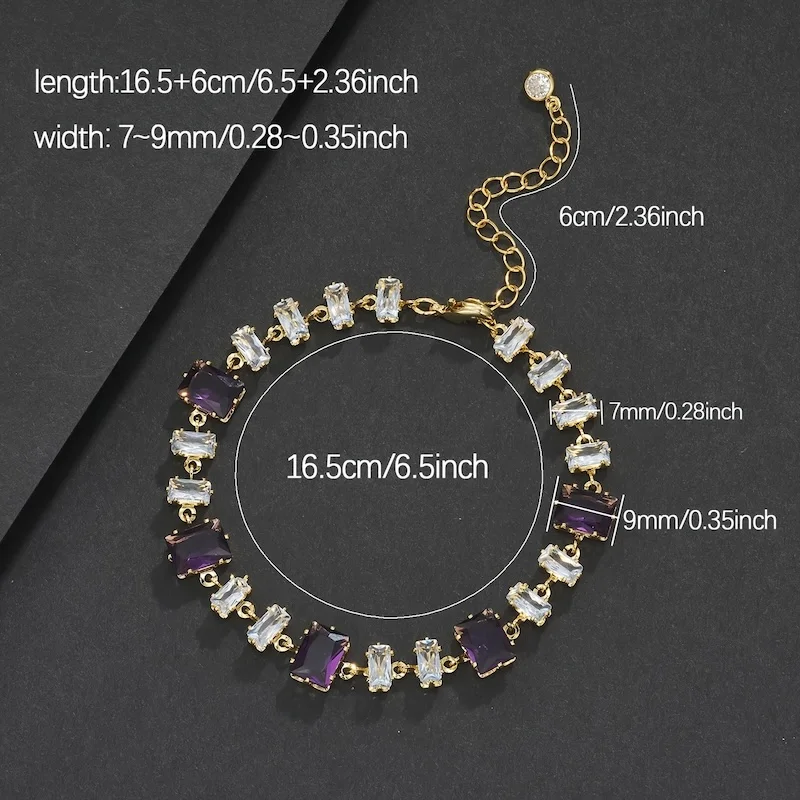 

Purple Square Candy Bracelet Unisex Jewelry with Golden-Tone Chain Perfect Gift for Valentine's Day Christmas Thanksgiving Day