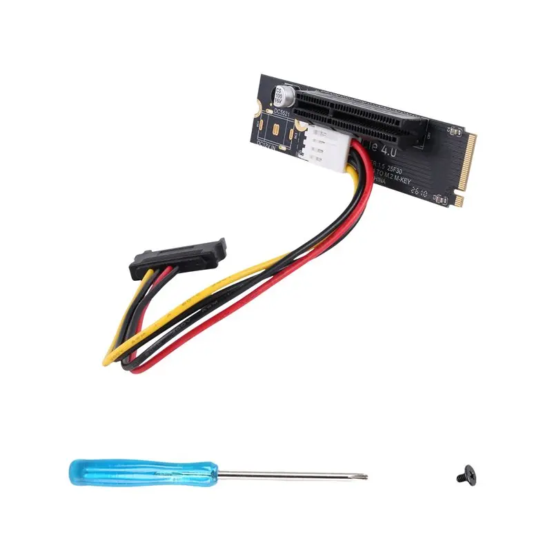 Delicate Texture-4X NGFF M.2 To PCI-E 4X Riser Card M2 M Key To Pcie X4 Adapter With LED Indicator SATA Power Riser For Bitcoin