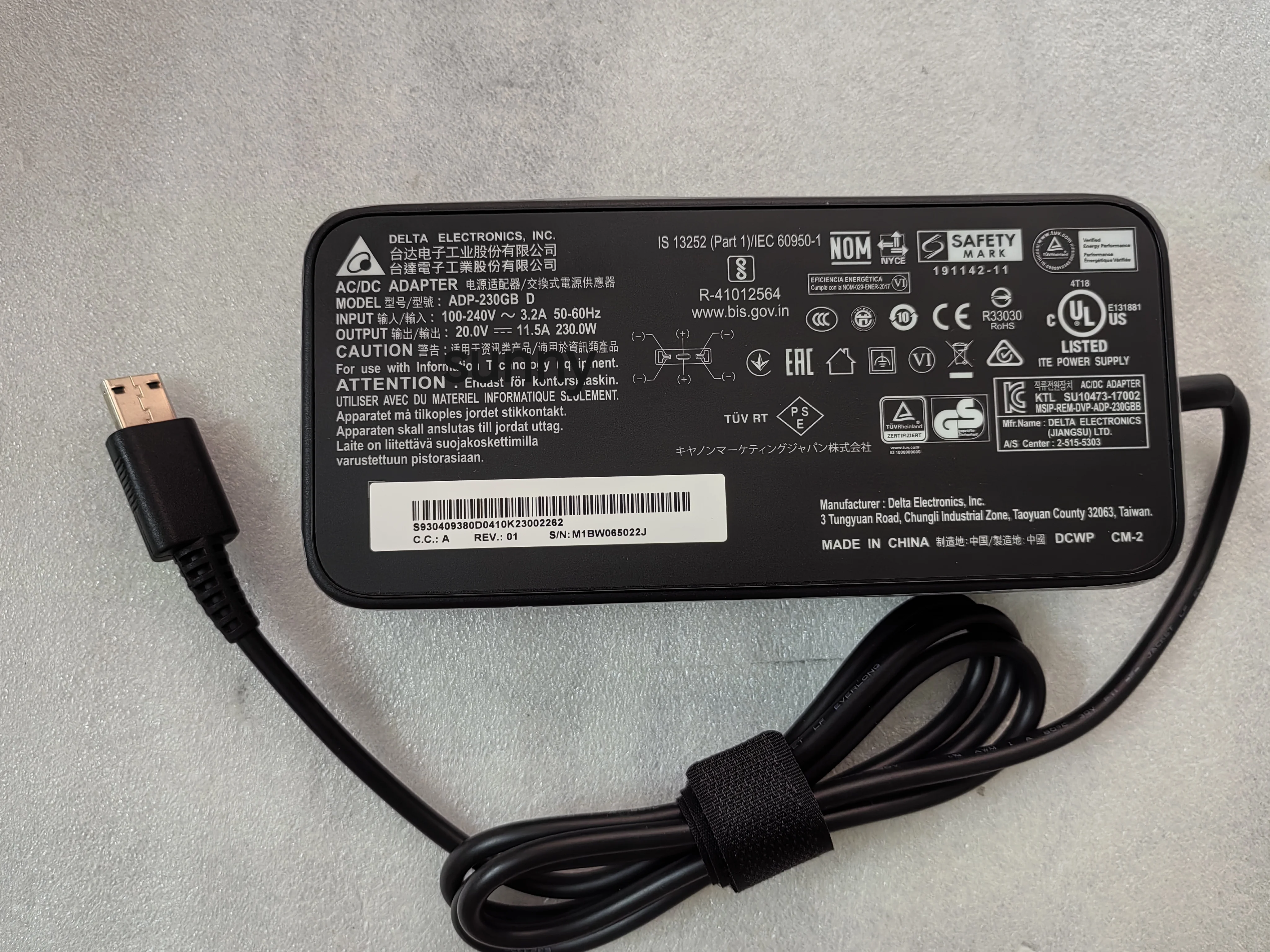 

NEW OEM Delta 20V 11.5A 230W ADP-230GB D KTL SU10473-17002 191142-11 For MSI GE66 Raider 10UH-086FR Gaming Laptop AC Adapter