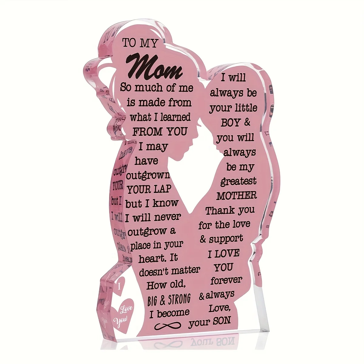 1/2pcs Acrylic Plaque Sign Mother's Day Gift From Daughter Heartfelt Mom Gift From Son Pink Acrylic Desk Decor Mom Birthday Gift