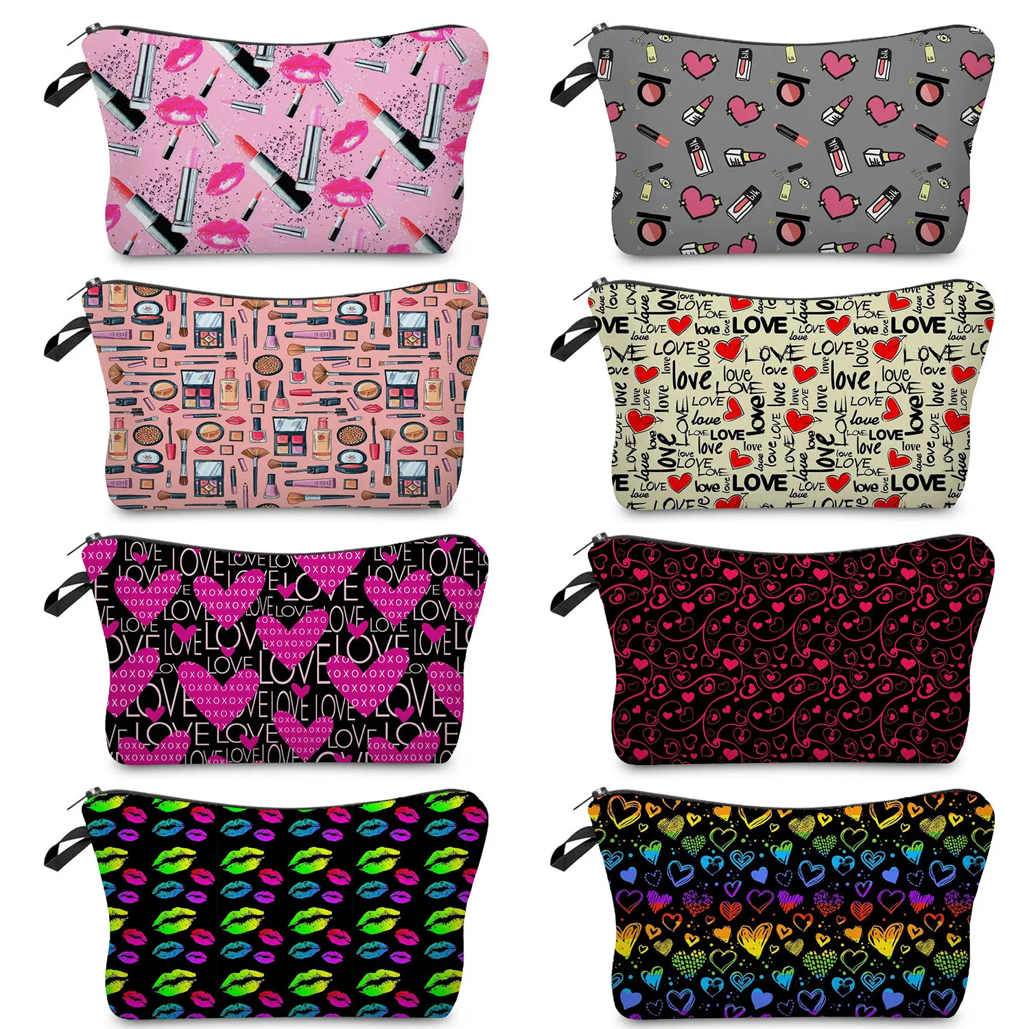 

Hot Sale Fashion Womens Cosmetic Bags LOVE Print Makeup Organizer School Small Toiletry Bag Multifunction Pencil Case Customized