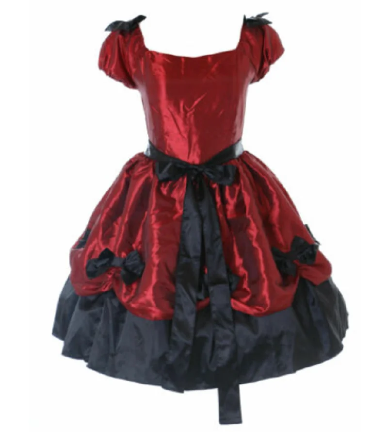 New Gothic Lolita Sissy Girl Maid Dresser Party Daily Unisex Dress Up Square Neck Red Black Bow Evening Dress Can Be Customized