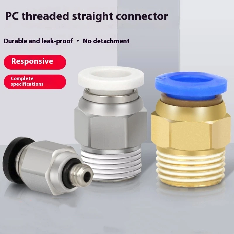 Pneumatic Quick Plug Connector PC10-03 Air Pipe 6-01 Quick Connection 8-02 Threaded Straight-through for Industrial Use