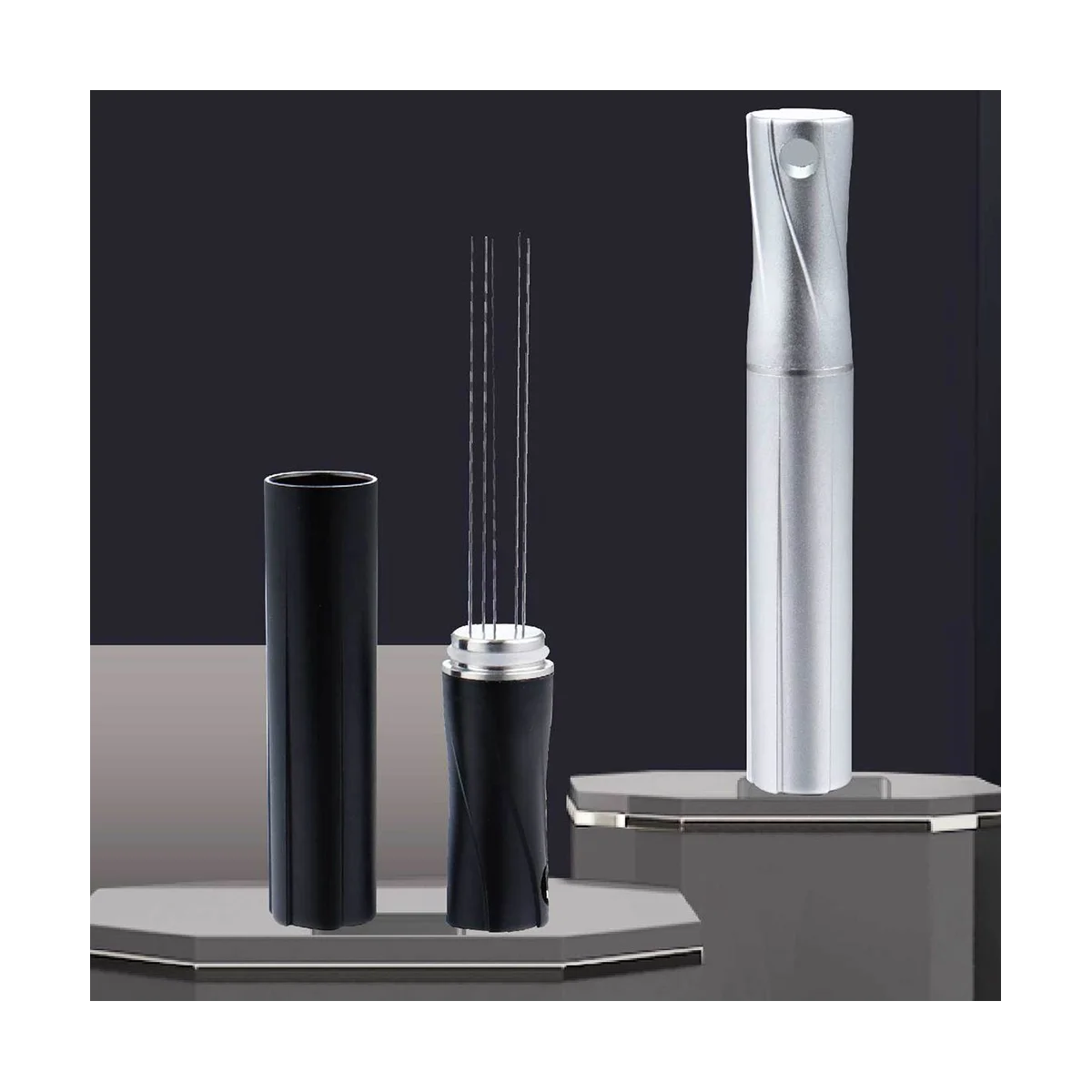 Outil de distribution d'espresso avec support, agitateur à café expresso, poignée, 5 grains grossiers, noir