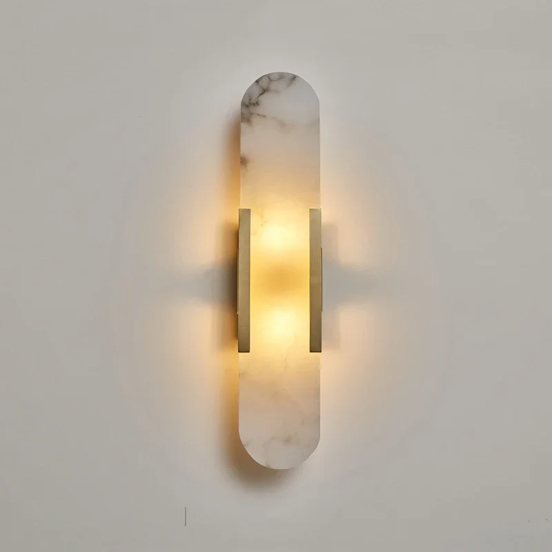

Luma Socket Wall Lamp Natural Marble Sconce Light Nordic Hardware Living Room Bedside Bedroom Bra Hotel Aisle Staircase Lighting