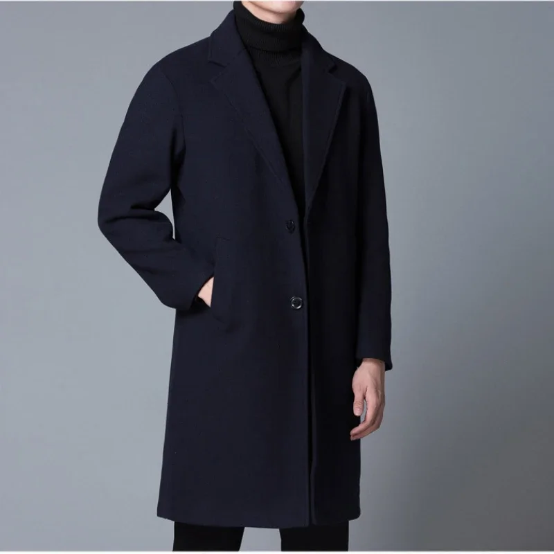 MRMT 2024 Brand New Wool Coat Men's Casual Long Coat Slim Solid Color Suit Windbreaker Men Outer Wear Clothing Garment