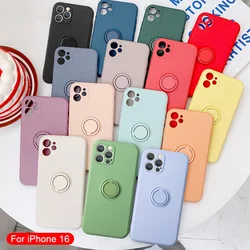 With Ring Holder Shockproof Case For IPhone 16 15 14 13 12 11 Pro Max Silicone TPU Soft Back Cover