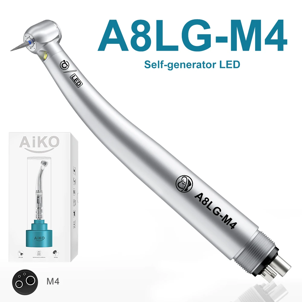 Ai dental neue aiko serie optik hoch geschwindigkeit luft turbine handstück keramik rotor lager edelstahl mit k/n/m4/b2 stecker 4