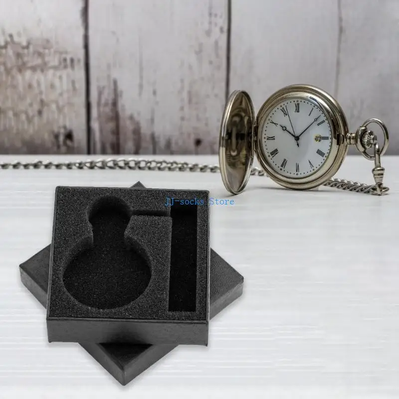 37JB Elegant Pocket Watch Case Soft Lining Classical Pocket Watch Holder Storage Container for Various Watch Size