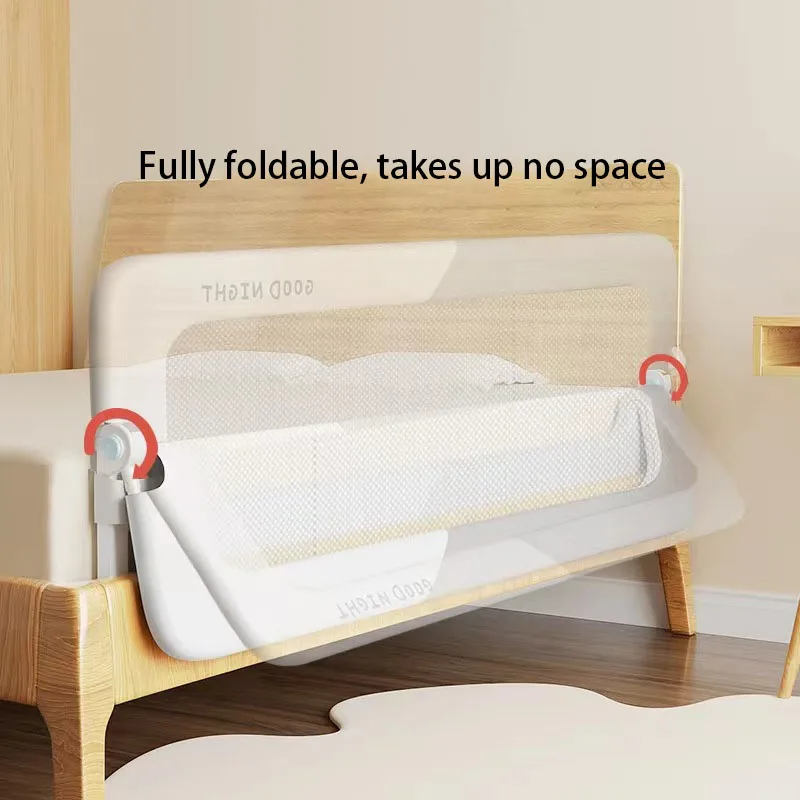 200cm Indoor Foldable Baby Bed Guardrail Bedroom Railings Child Sleeping Protective Barrier Rail Anti-Fall Safety Infant Fence