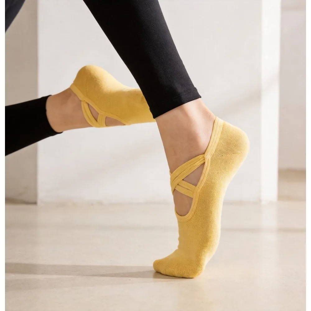 Fashion Cross Straps Backless Anti Slip Yoga Socks Women Professional Pilates Ballet Dance Fitness Aerobics Sports Socks
