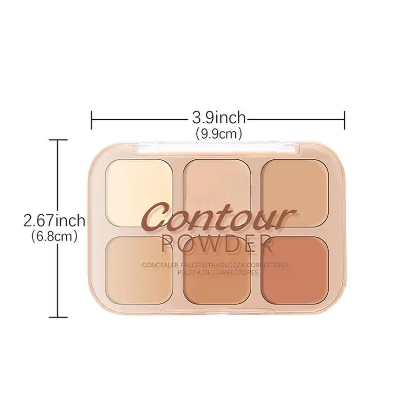 Tavolozza di correttori per trucco Tavolozza per contorni facciali a 6 colori Prodotti di bellezza dai toni delicati e naturali Trucco viso multifunzione