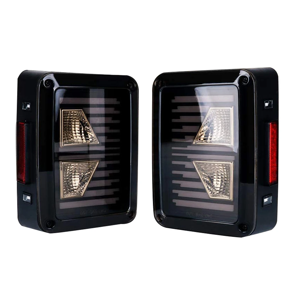 2pcs 12V Car Tail Lights Smoke Lens ABS Taillights LED Turn Signal Reverse Lights for Jeep Wrangler JK 2 Door/4 Door 2007-2018