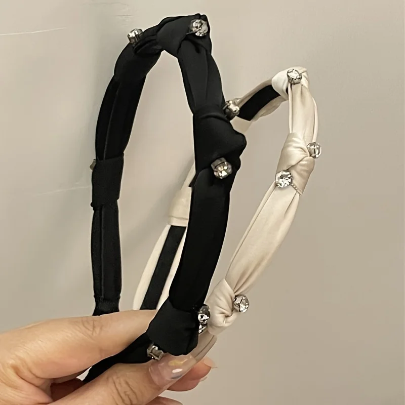 

Женская повязка на голову со стразами, черная заколка, новый аксессуар для волос, элитная, стильная, модная повязка на голову с бантом
