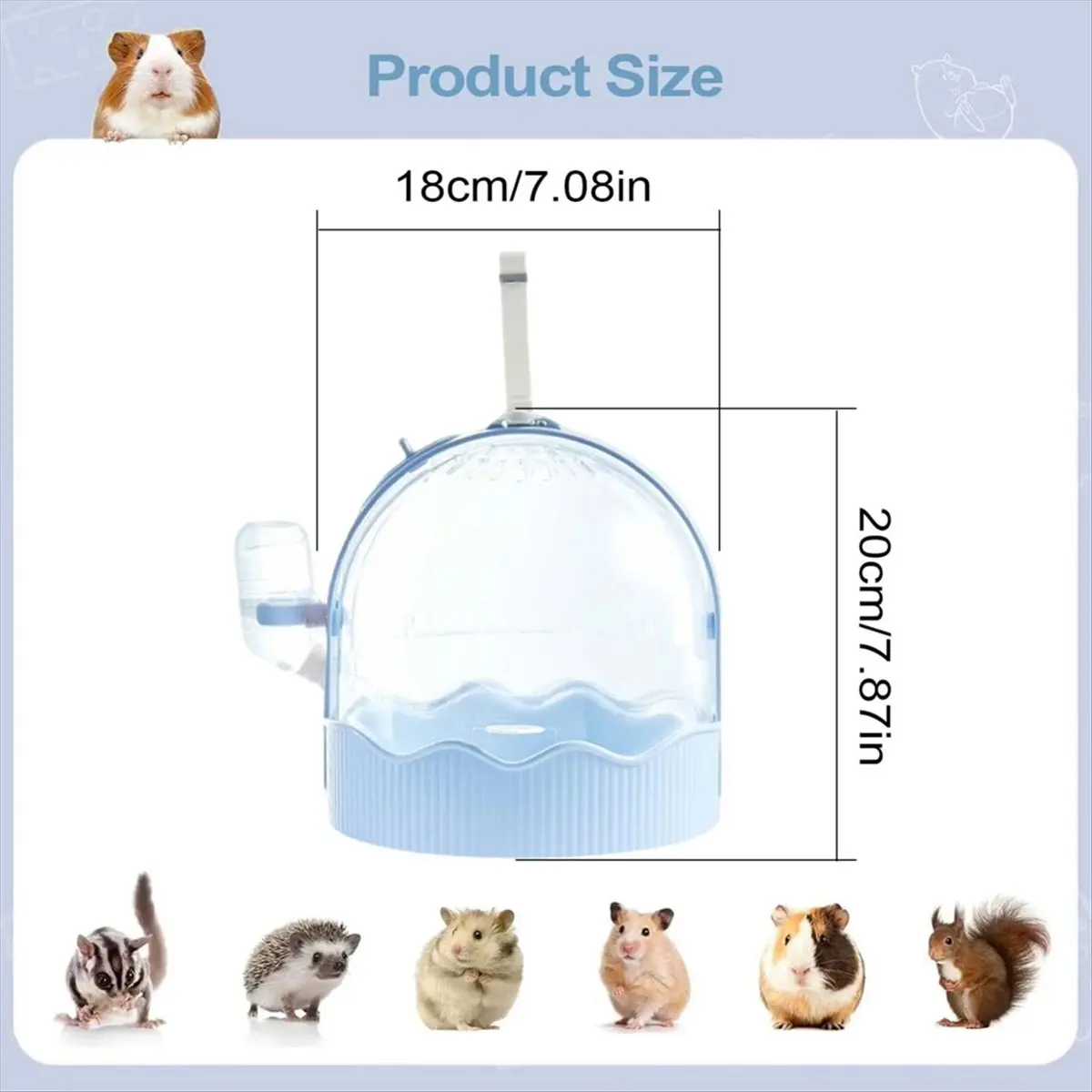 A67T NEW Small Animal Carrier Portable Hamster Cage with Adjustable Shoulder Strap Pet Supplies for Play Home Forage Feeder