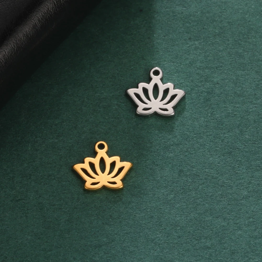 Skyrim 5 Stück/Set Edelstahl Lotusblumen-Anhänger für Schmuckherstellung Chakra Buddhismus DIY Anhänger für Ohrringe Halsketten Armbänder – Detail 6