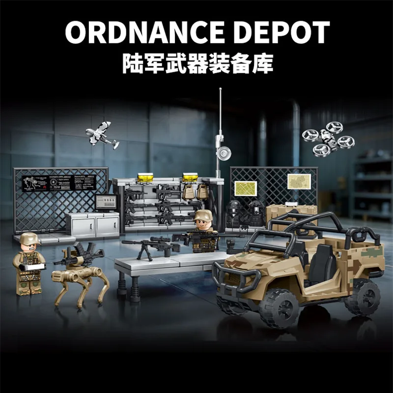 IN STOCK MOC Creativity Army Equipment Depot Military Observation Post Building Blocks Bricks Assembling Toys for Children Gift