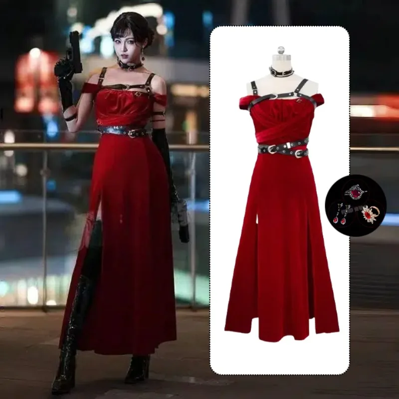

Love and Deepspace Heroines Cosplay Costume Red Dress The Darkness Is Beautiful Velvet Suit for Women Game Party Roleplay Outfit