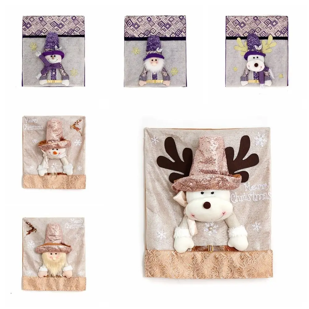 الكرتون عيد الميلاد غطاء كرسي تمتد للإزالة عيد الميلاد عشاء كرسي غطاء مقعد لينة الأرجواني مقعد حامي ديكور المنزل #6