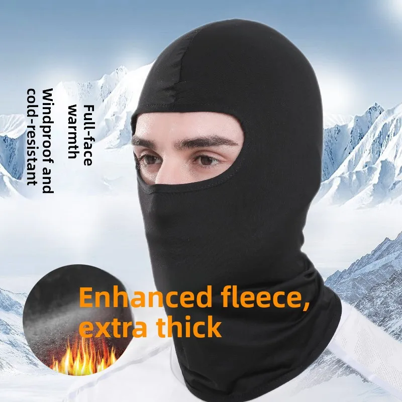 

Men's Winter Warm Woolen Hat Outdoor Motorcycle Riding Helmet Face Mask Full Face Windproof Cold Proof Cycling Cap