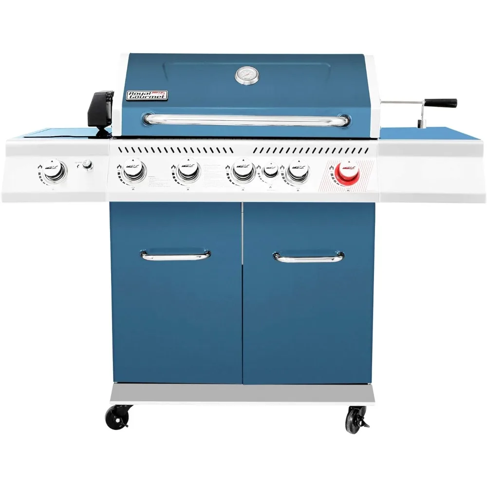 

GA5403B five burner propane gas barbecue cabinet Sear burner, rear and side burners, 74000 BTU Patio picnic backyard