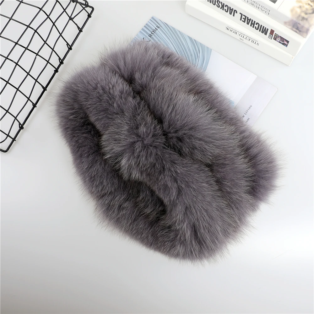 Fashion Winter Real Fox Fur Snood Cowl Ring Scarf Women Genuine Fur Infinity Scarves Hot Sale Ladies Scarfs Warm Neck Warmer