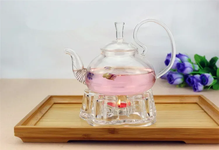 1 قطعة إبريق الشاي دفئا القلب التدفئة قاعدة القهوة المياه المعطرة الشاي الركيزة شمعة الزجاج الشفاف مقاومة للحرارة قاعدة العزل JQ 1076