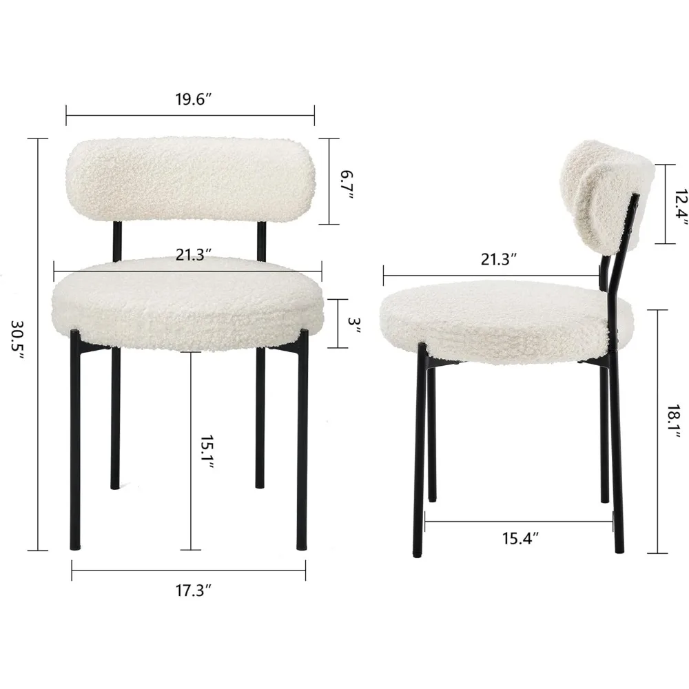 Eetkamerstoelen set van 6 - Moderne zwart-witte keukenstoelen - Comfortabele gestoffeerde eetkamerstoelenset voor de keuken