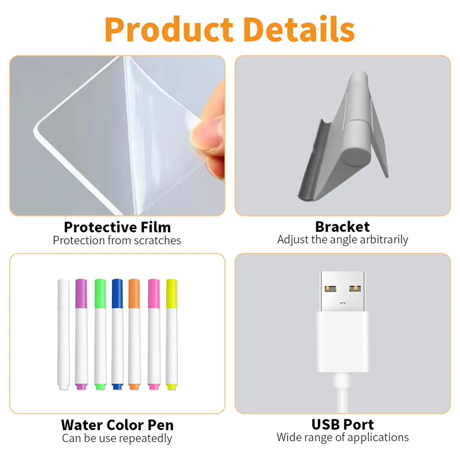 Kids LED Drawing Board with Transparent Acrylic Pad Foldable Stand Light-Up Doodle Art Writing Tablet for Travel Classroom Use