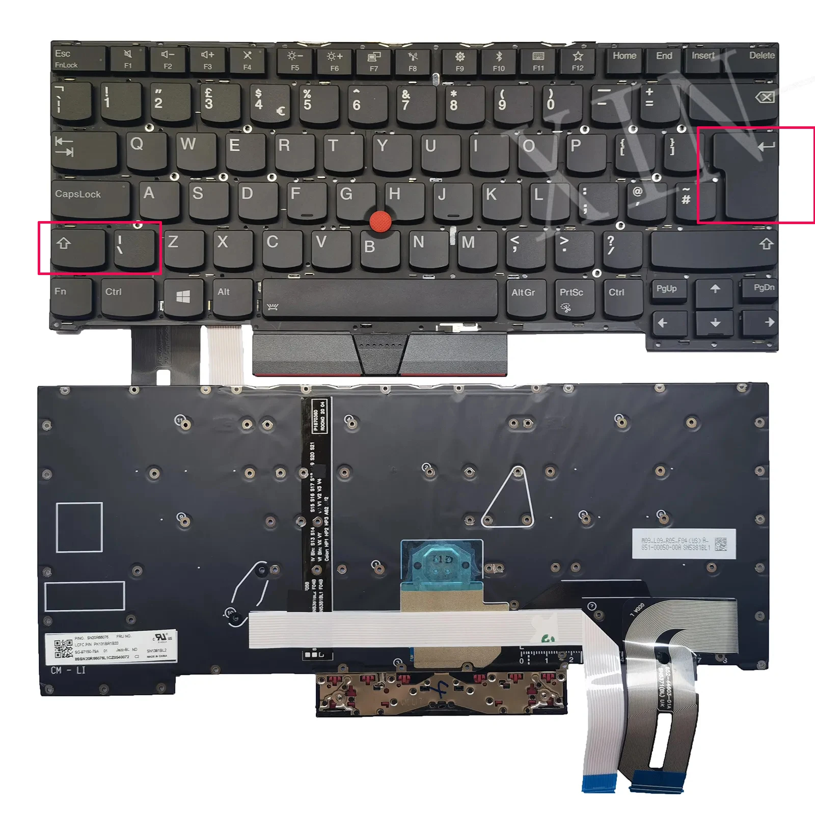 

UK Backlit Keyboard for Lenovo Thinkpad T490S T495S 20NX 20NY SN20R66015 UK Layout