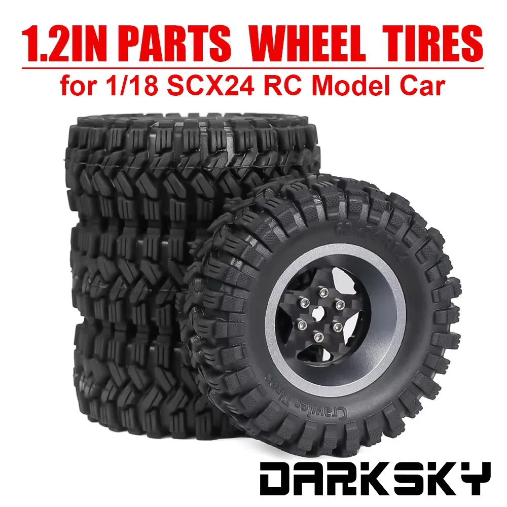 

DARKSKY Parts Wheel Tires 62x24mm 7mm Adapter 1.2 In for 1/18 RC Model Car SCX24 FMS Accessories