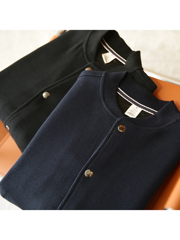 

Мужской вязаный кардиган-свитшот из плотной ткани с бейсбольным воротником, повседневная осенне-зимняя верхняя одежда