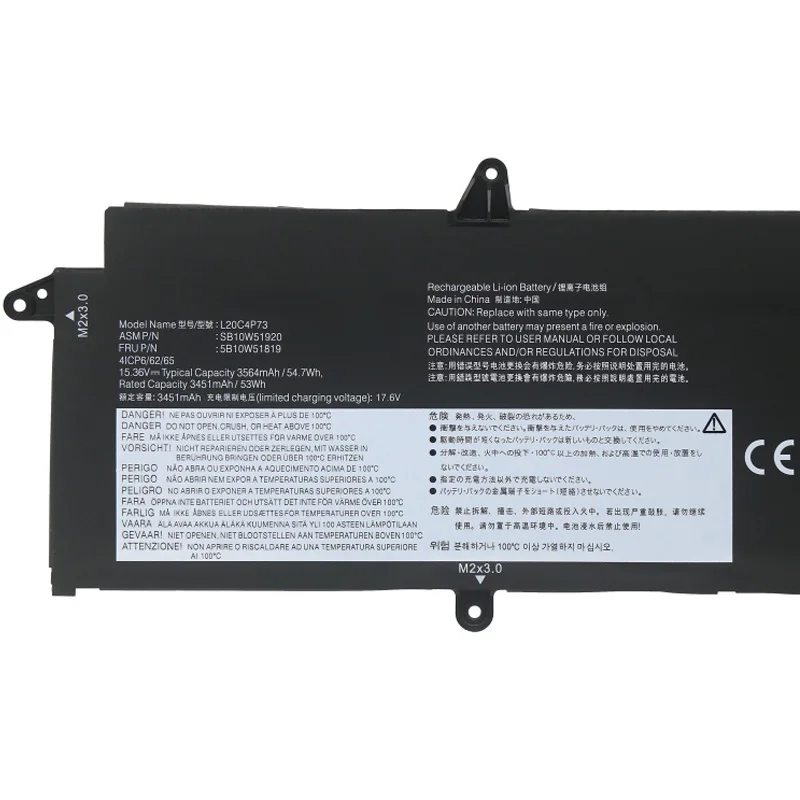 Imagem -02 - Bateria do Portátil Jcljf para Lenovo Thinkpad X13 Gen Gen Series L20d4p73 L20c4p73 L20d3p72 L20c3p72 5b10w51818