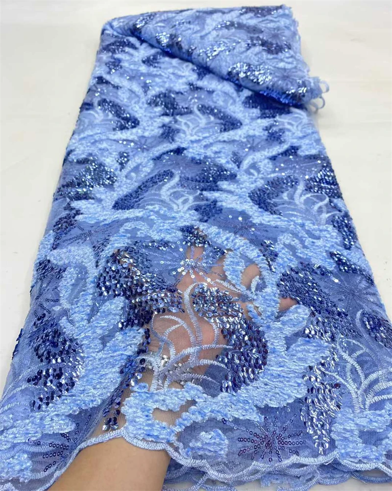 

African Nigerian Lace Fabric, Embroidery Tulle, Pure Wedding Party Dress, Guipure Sequins, Sewing Beads, Quality