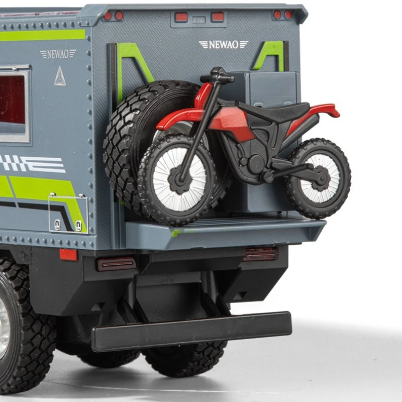 Simulation 1/18 Alloy Nomadison RV Model Pull-Back Sound and Light Toy Car Simulation Camping Vehicle Children Boy Gift