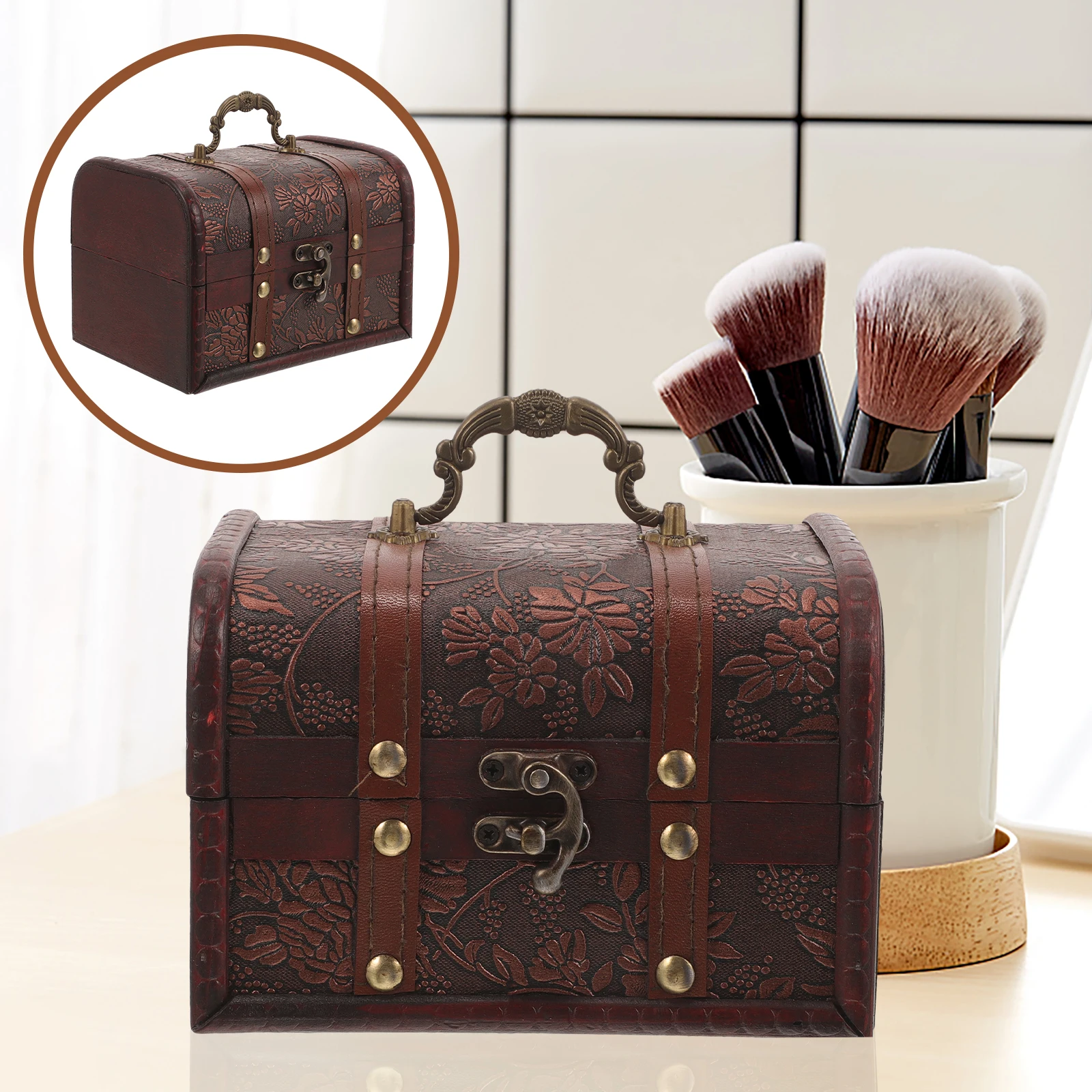 

Vintage Wooden Storage For Jewelry Coins Keepsake Organizer Retro Style Wooden Keepsake Box Wood Treasure Trinket Box For Crafts