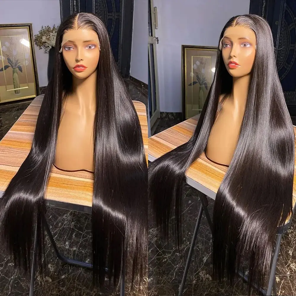 40 Inch Lace Front Wig Brazilian Bone Straight Human Hair Wig 13x6 Hd Transparent Pre Plucked 13x4 Lace Frontal Wigs For Women