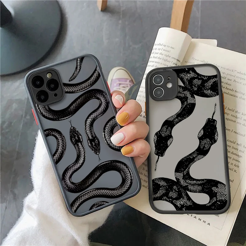 For iPhone 16 15 14 Pro Max Case Snake Graphic Hard Matte Phone Case For iPhone 11 12 13 Pro Max Mini 7 8 Plus XR X XS SE 2 Case