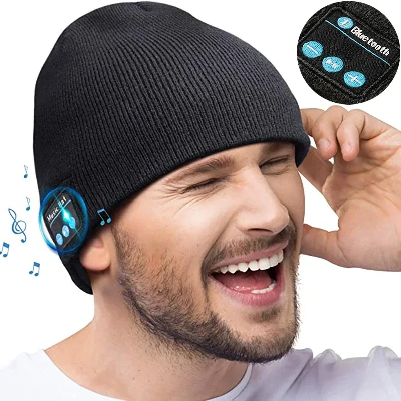 Earphone Cap Winter Keep Warm Knitting Hat with Bluetooth Music Hat Wireless Bluetooth Headphone MP3 Headset with Mic Sport Hat