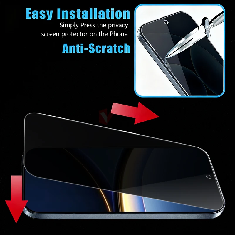 1-2 Stück Entsperren Privatsphäre gehärtetes Glas für Xiaomi Poco F7 Pro F8 Ultra Displayschutzfolie für Poco F8 Pro F7 Ultra Anti Spy Glas