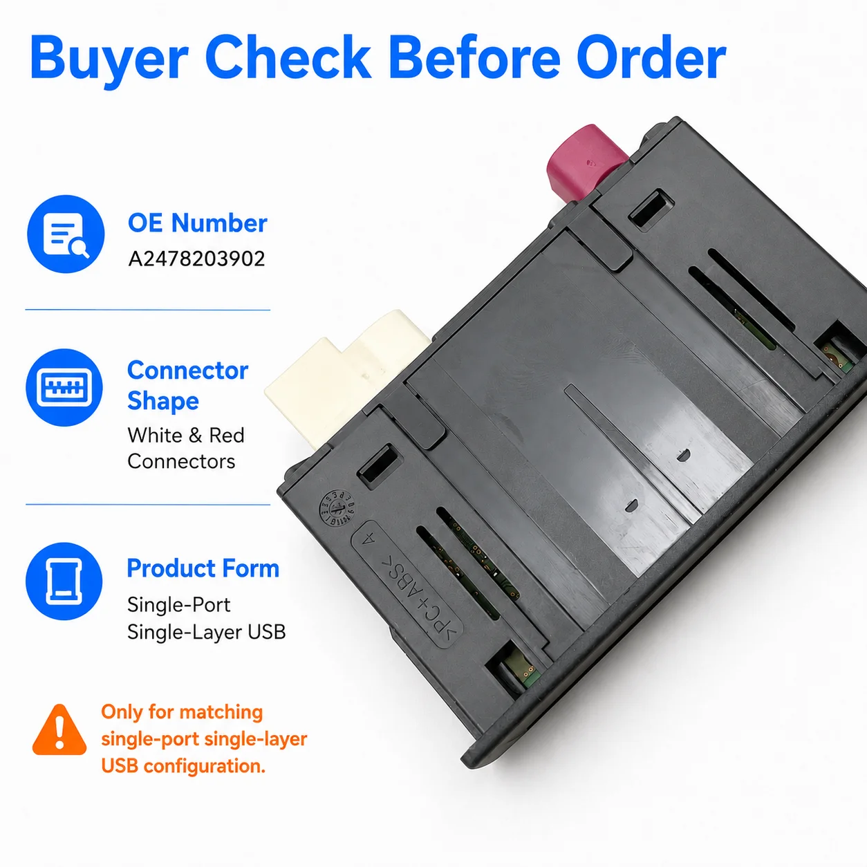 A2478203902 Single USB Type C Multimedia Connection Unit for Mercedes Benz A-Class B-Class CLA GLA GLB EQA EQB W177 W247 X118